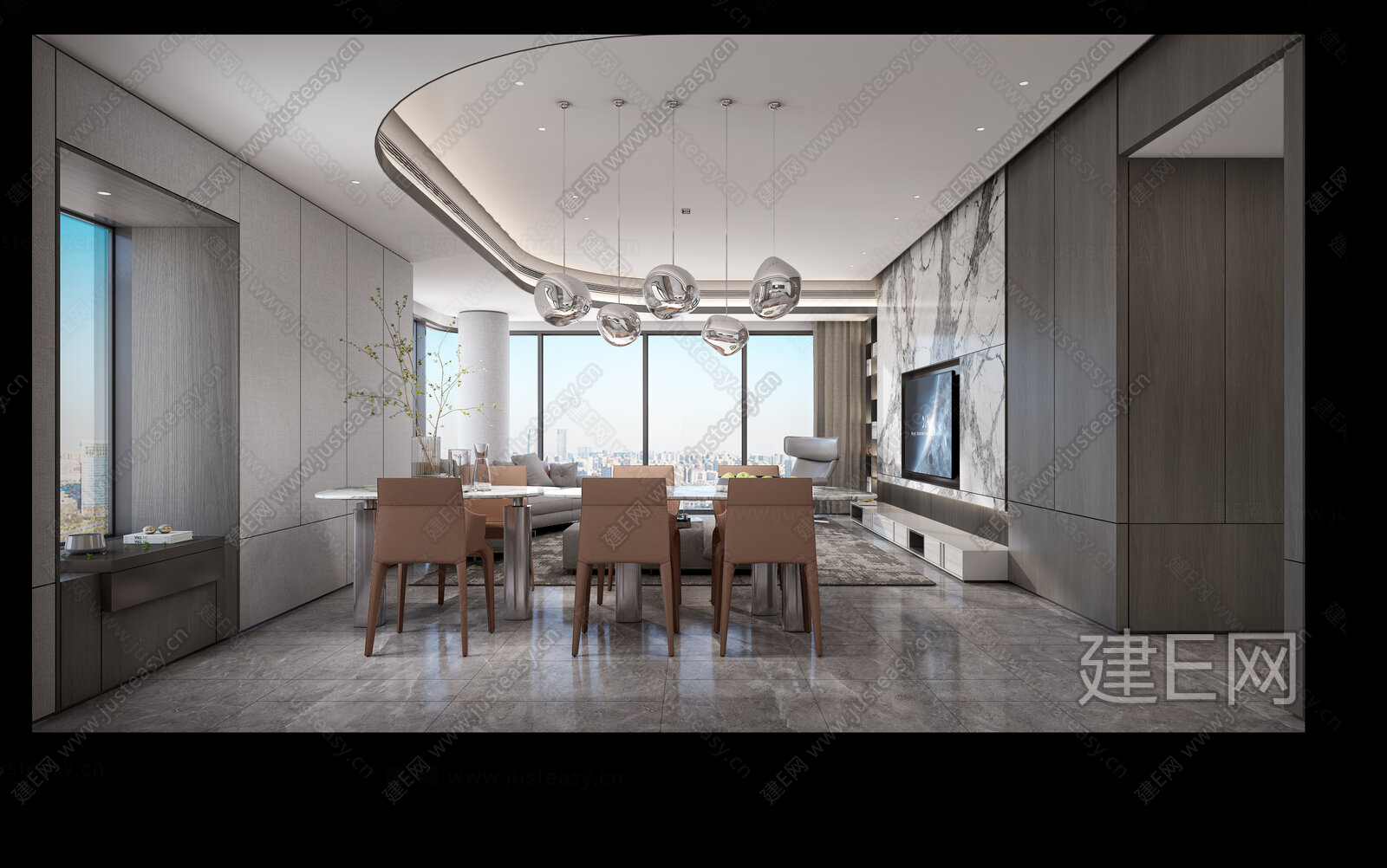 206m²现代风大平层豪宅+样板间|CAD施工图+效果图+物料手册施工图下载_施工图206m²现代风大平层豪宅+样板间|CAD施工图+效果图 ...