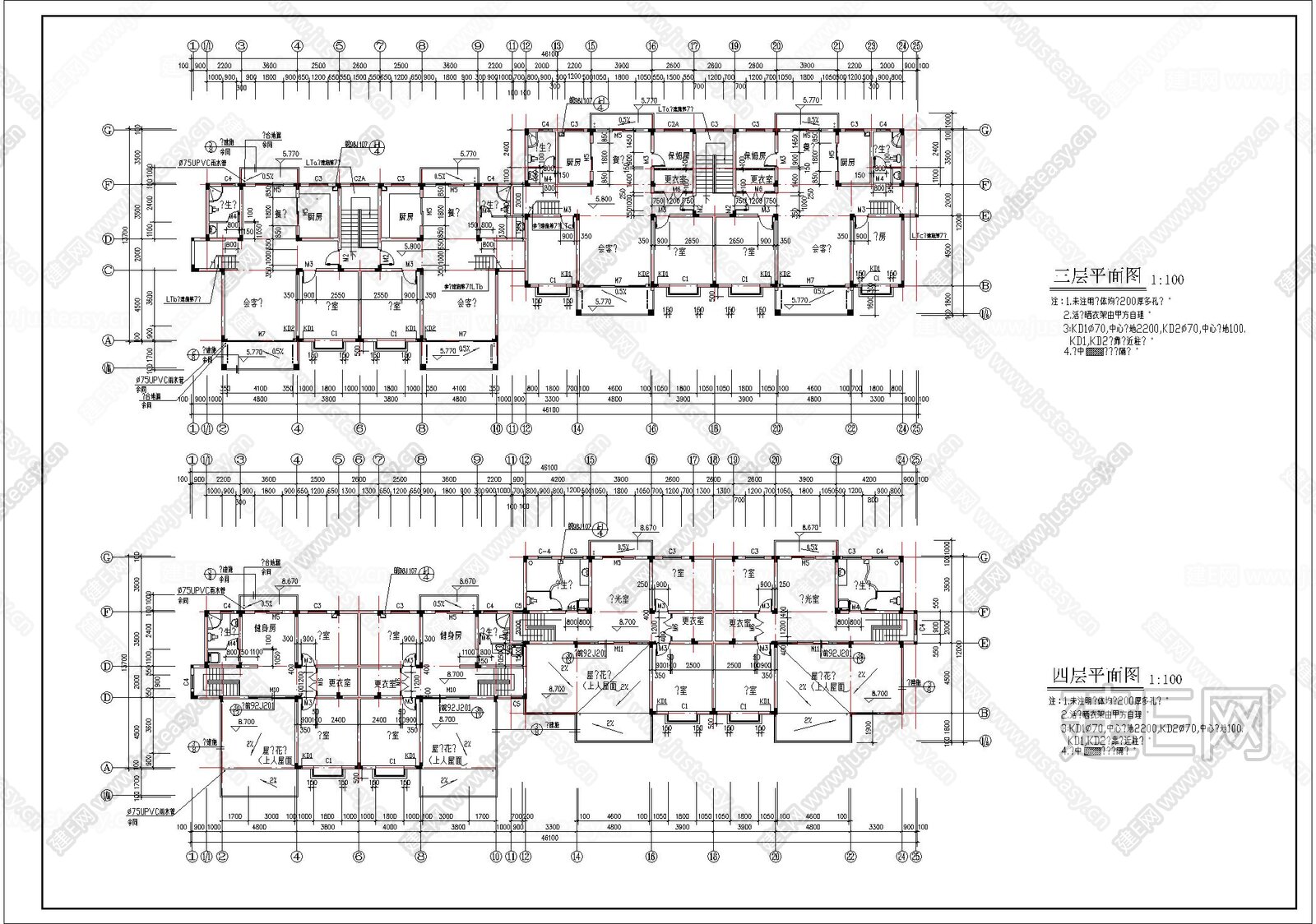 小区多层住宅建筑施工图施工图下载_施工图小区多层住宅建筑施工图下载_施工图小区多层住宅建筑施工图免费下载_建E室内设计网