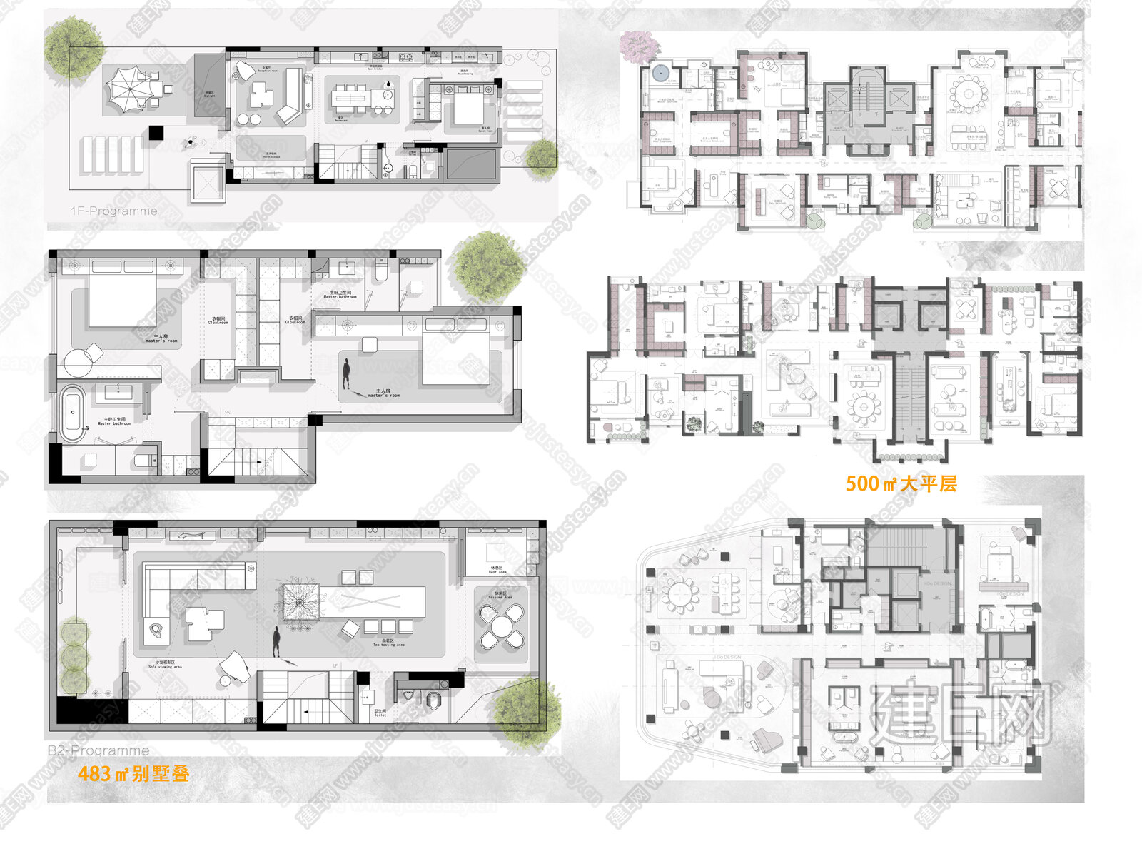 刚需户型 豪宅 别墅平面布置图及彩色平面施工图下载_施工图刚需户型 豪宅 别墅平面布置图及彩色平面下载_施工图刚需户型 豪宅 别墅平面布置图及 ...
