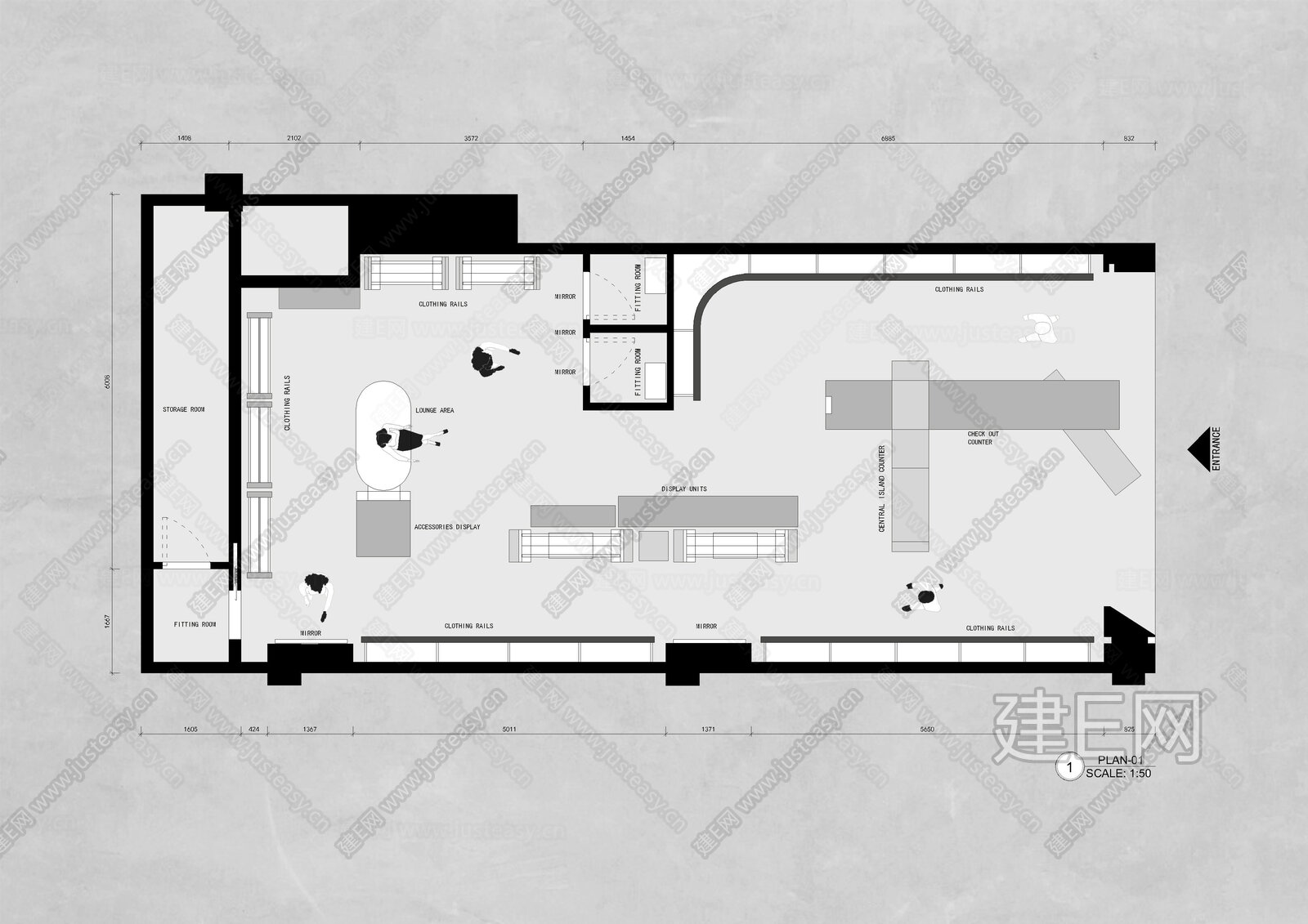 服装店平面布置图设计方案 施工图下载_施工图服装店平面布置图设计方案 下载_施工图服装店平面布置图设计方案 免费下载_建E室内设计网
