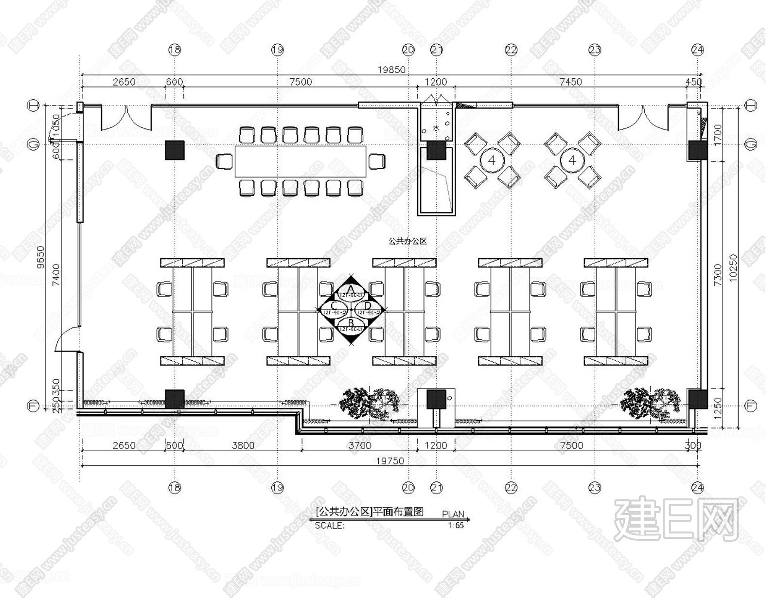 新中式公共办公区CAD施工图施工图下载_施工图新中式公共办公区CAD施工图下载_施工图新中式公共办公区CAD施工图免费下载_建E室内设计网