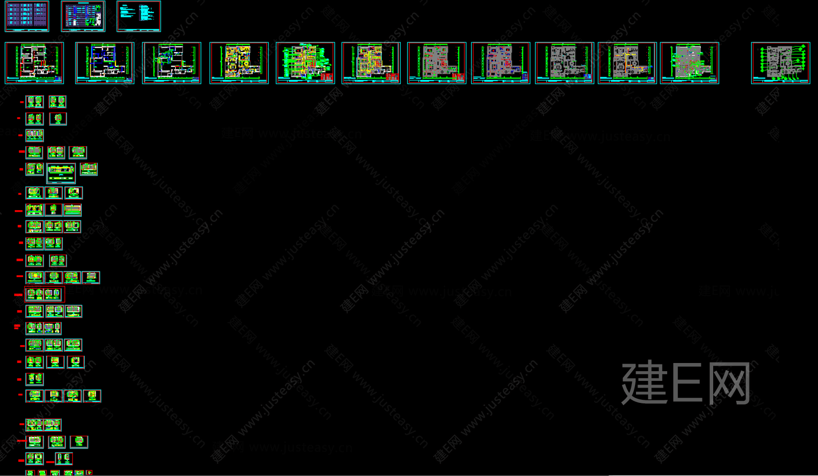 现代大平层施工图CAD施工图下载[ID:101598189]_建e施工图