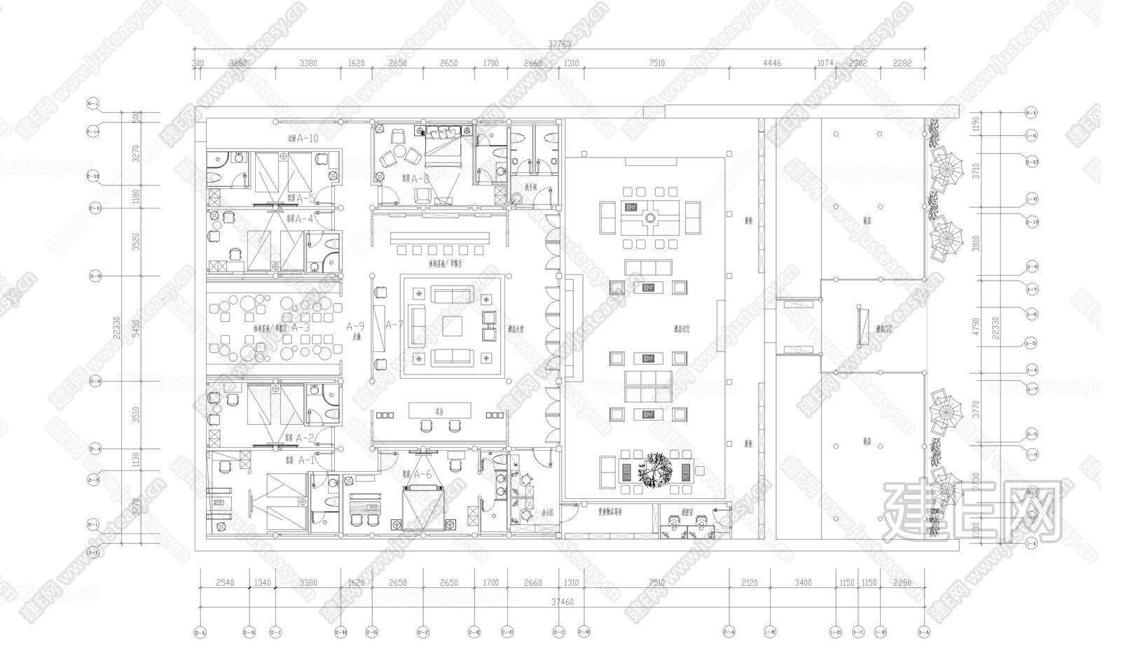 民宿酒店施工图下载_施工图民宿酒店下载_施工图民宿酒店免费下载_建E室内设计网