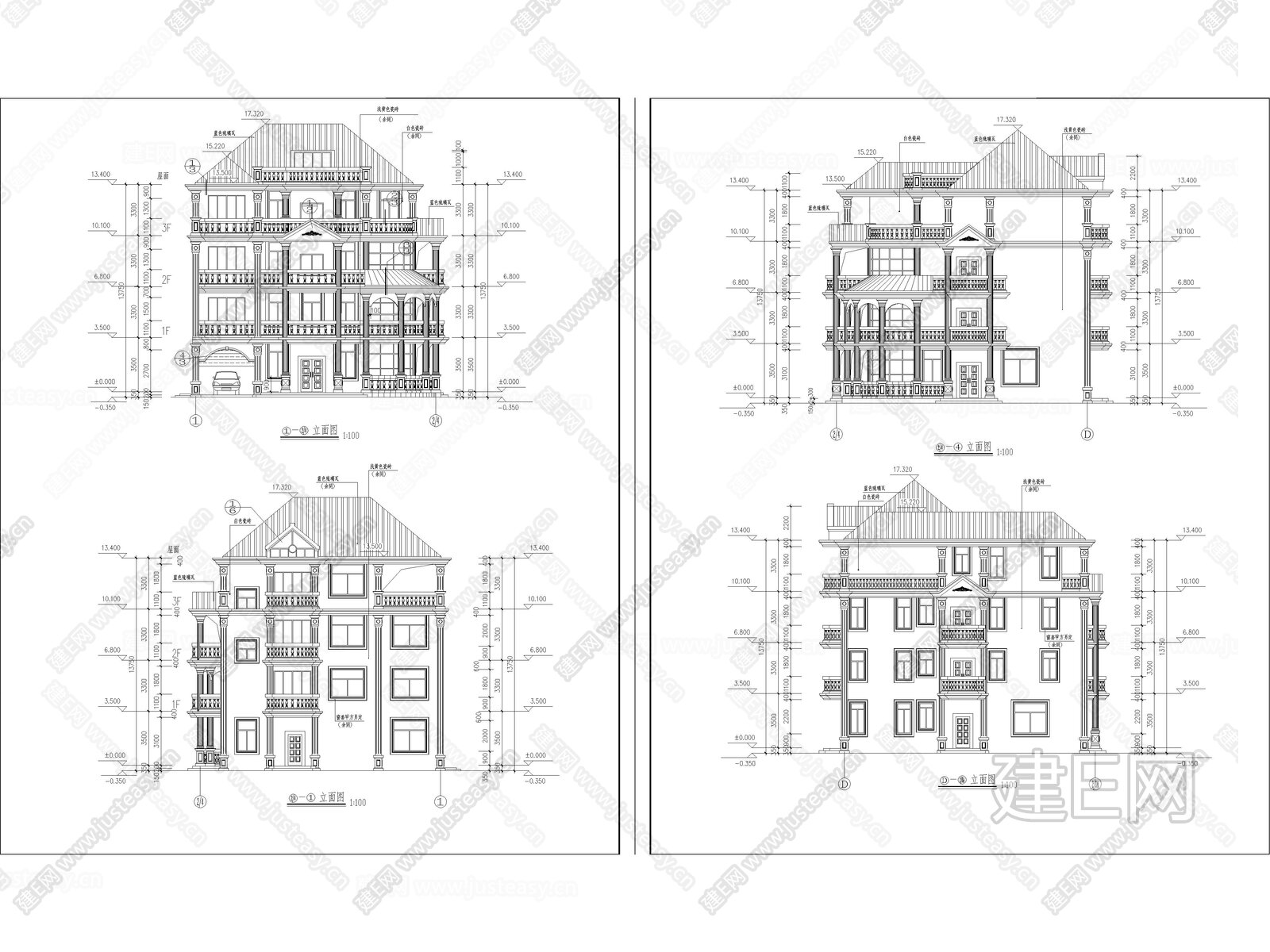 现代农村自建房 自建别墅 多层住宅 独栋别墅CAD平面图 立面图 施工图施工图下载_施工图现代农村自建房 自建别墅 多层住宅 独栋别墅CAD ...