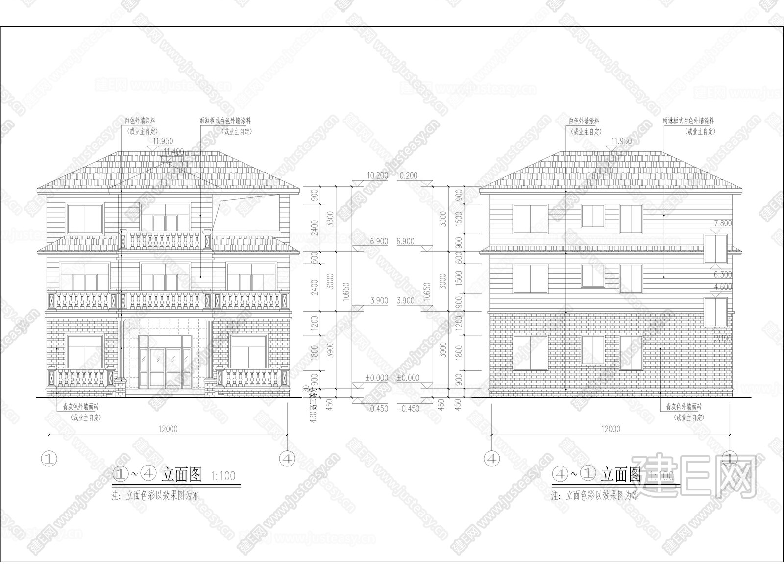 现代农村自建房 三层自建别墅 多层住宅 私人住宅 独栋别墅 小洋楼CAD建筑平面图 立面图 施工图施工图下载_施工图现代农村自建房 三层自建 ...