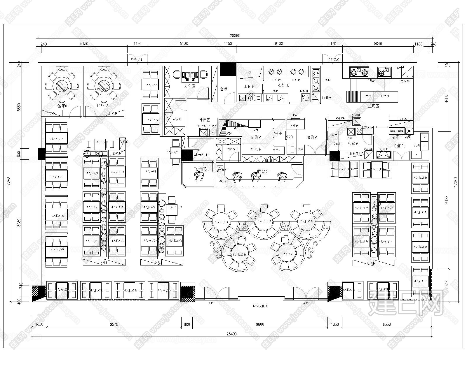 餐厅餐饮空间CAD平面图施工图下载_施工图餐厅餐饮空间CAD平面图下载_施工图餐厅餐饮空间CAD平面图免费下载_建E室内设计网