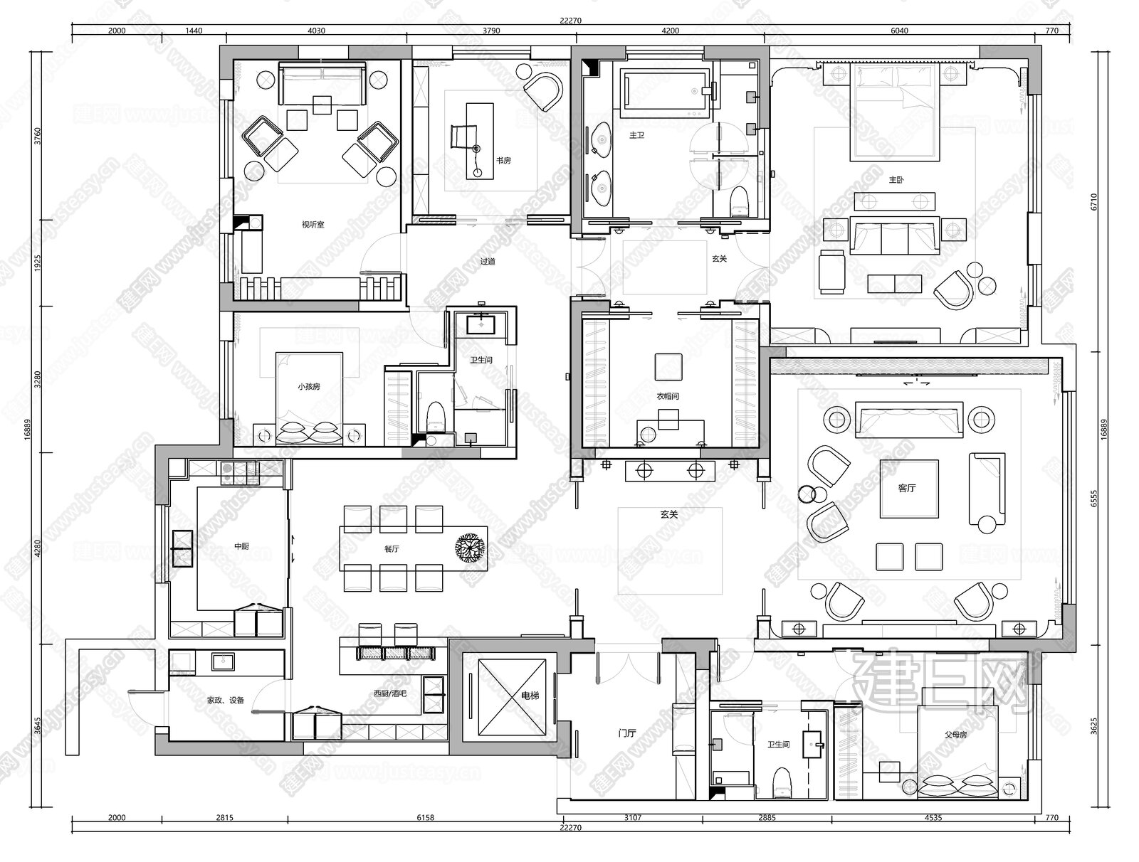 大平层平面方案布局施工图下载_施工图大平层平面方案布局下载_施工图大平层平面方案布局免费下载_建E室内设计网