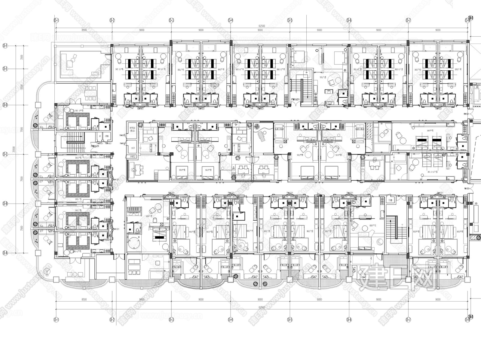 温泉酒店客房平面施工图施工图下载_施工图温泉酒店客房平面施工图下载_施工图温泉酒店客房平面施工图免费下载_建E室内设计网