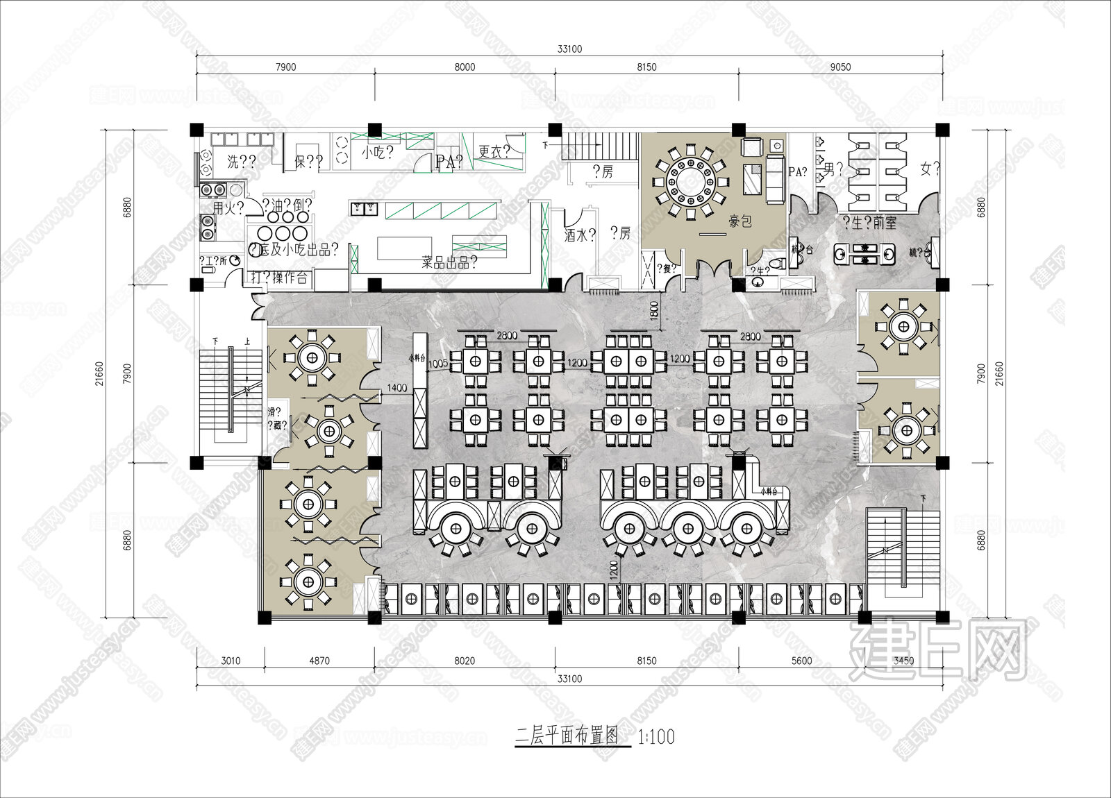 现代新中式火锅店 1000㎡ 两层火锅店施工图施工图下载_施工图现代新中式火锅店 1000㎡ 两层火锅店施工图下载_施工图现代新中式火锅店 ...