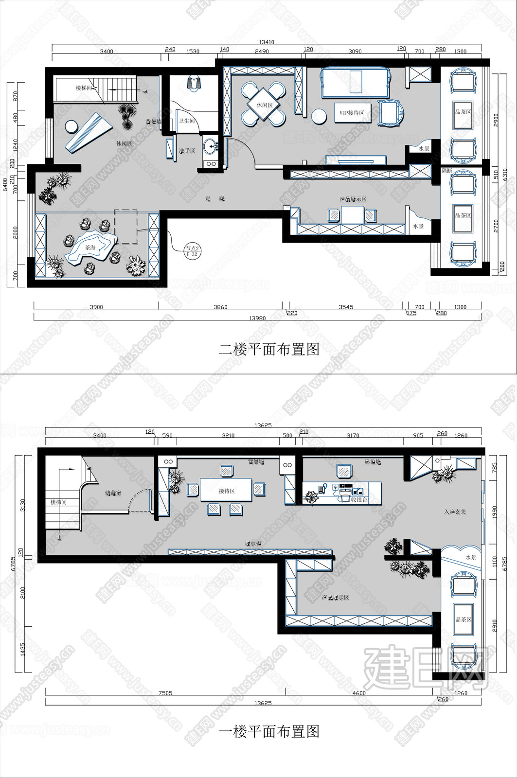现代新中式茶馆 200㎡ 两层茶楼 茶叶店 施工图下载_施工图现代新中式茶馆 200㎡ 两层茶楼 茶叶店 下载_施工图现代新中式茶馆 200 ...