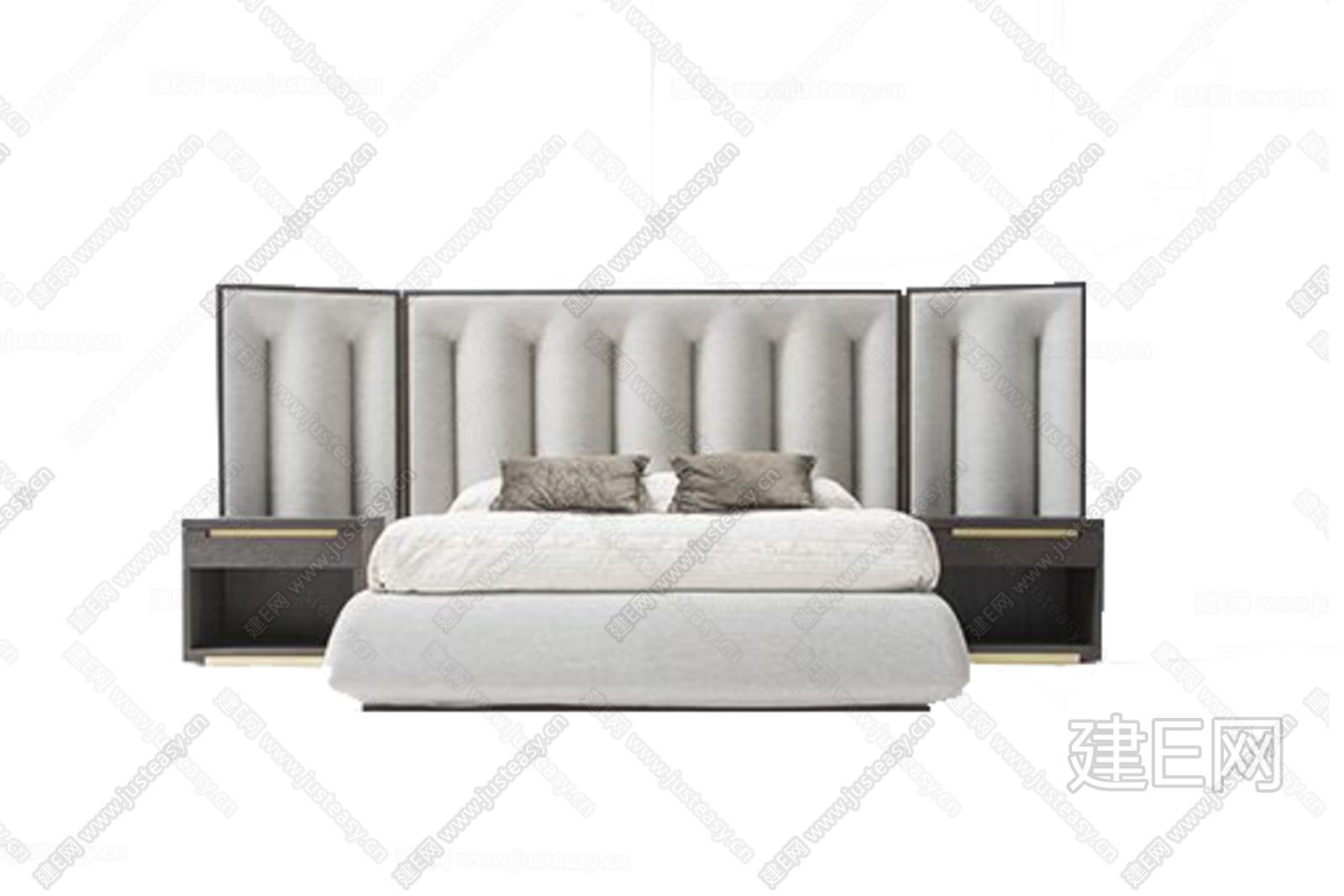 儿童卧室布置板式双人床效果图_别墅设计图