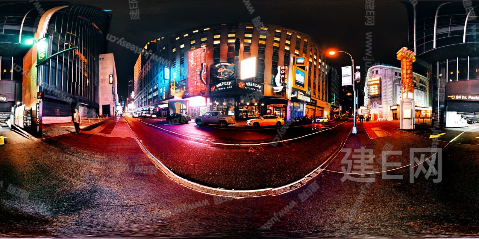 夜晚步行街HDR全景3d贴图下载[ID:110117853]_建E室内设计网