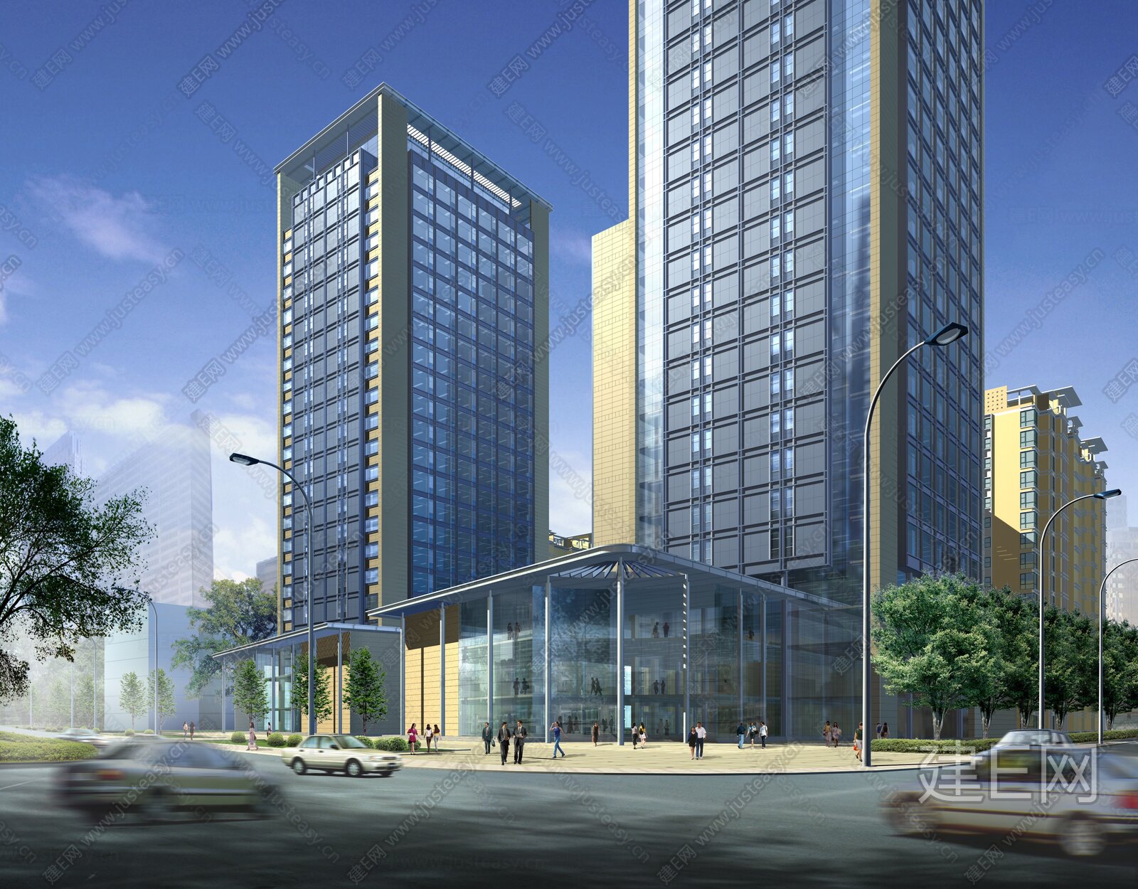 白天城市外景3d贴图下载[ID:101728961]_建E室内设计网