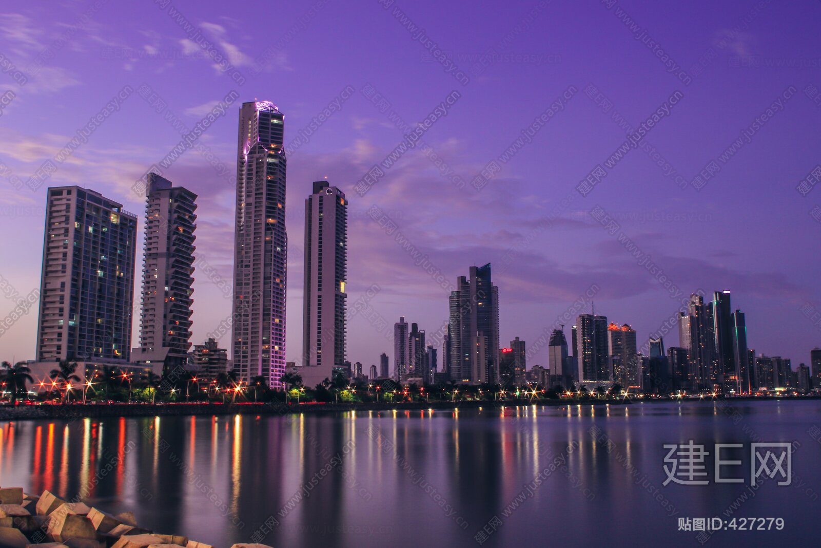 高清城市夜景海滨外景贴图3d贴图下载[ID:113264457]_建e贴图