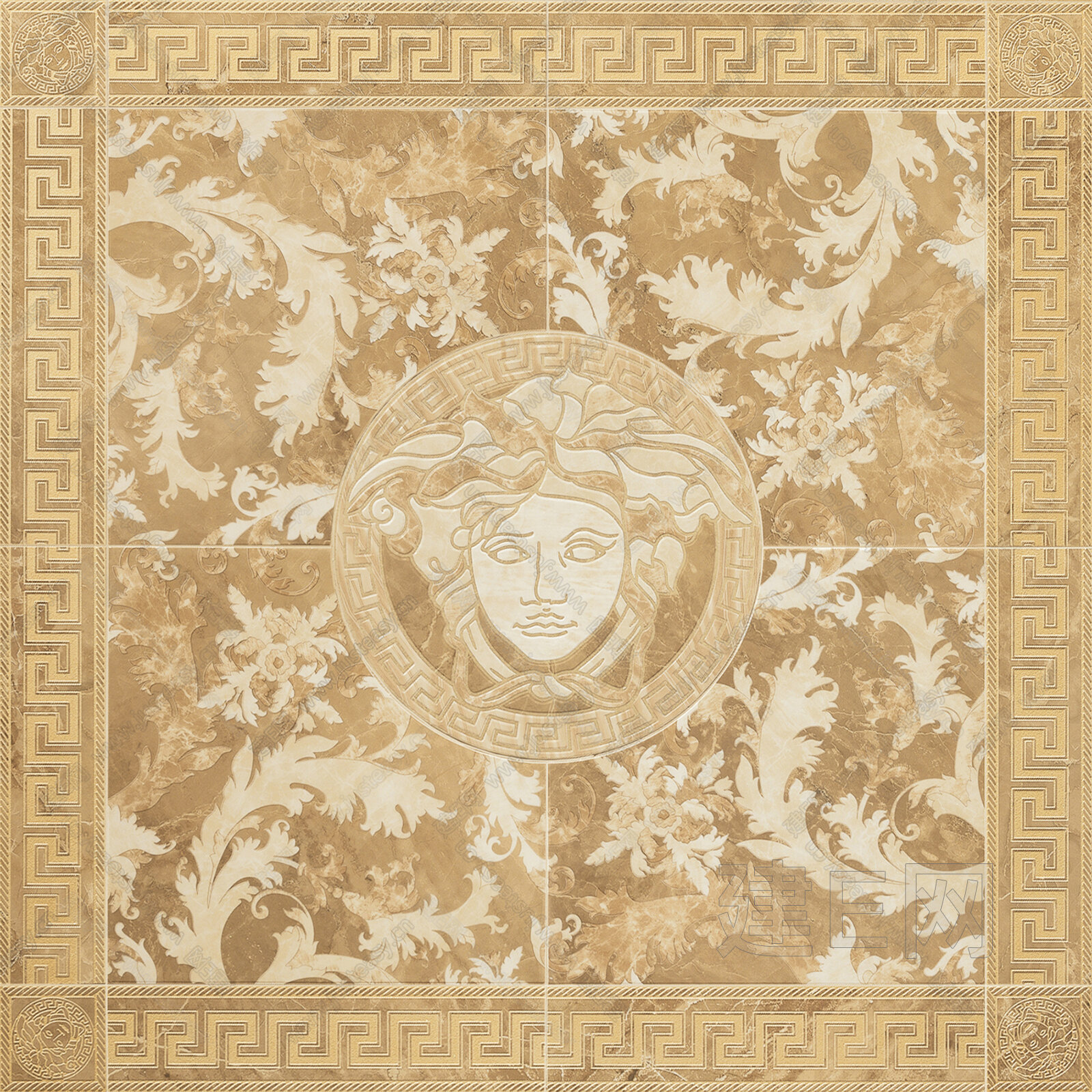 target现代北欧轻奢范思哲金色花卉组合仿大理石砖