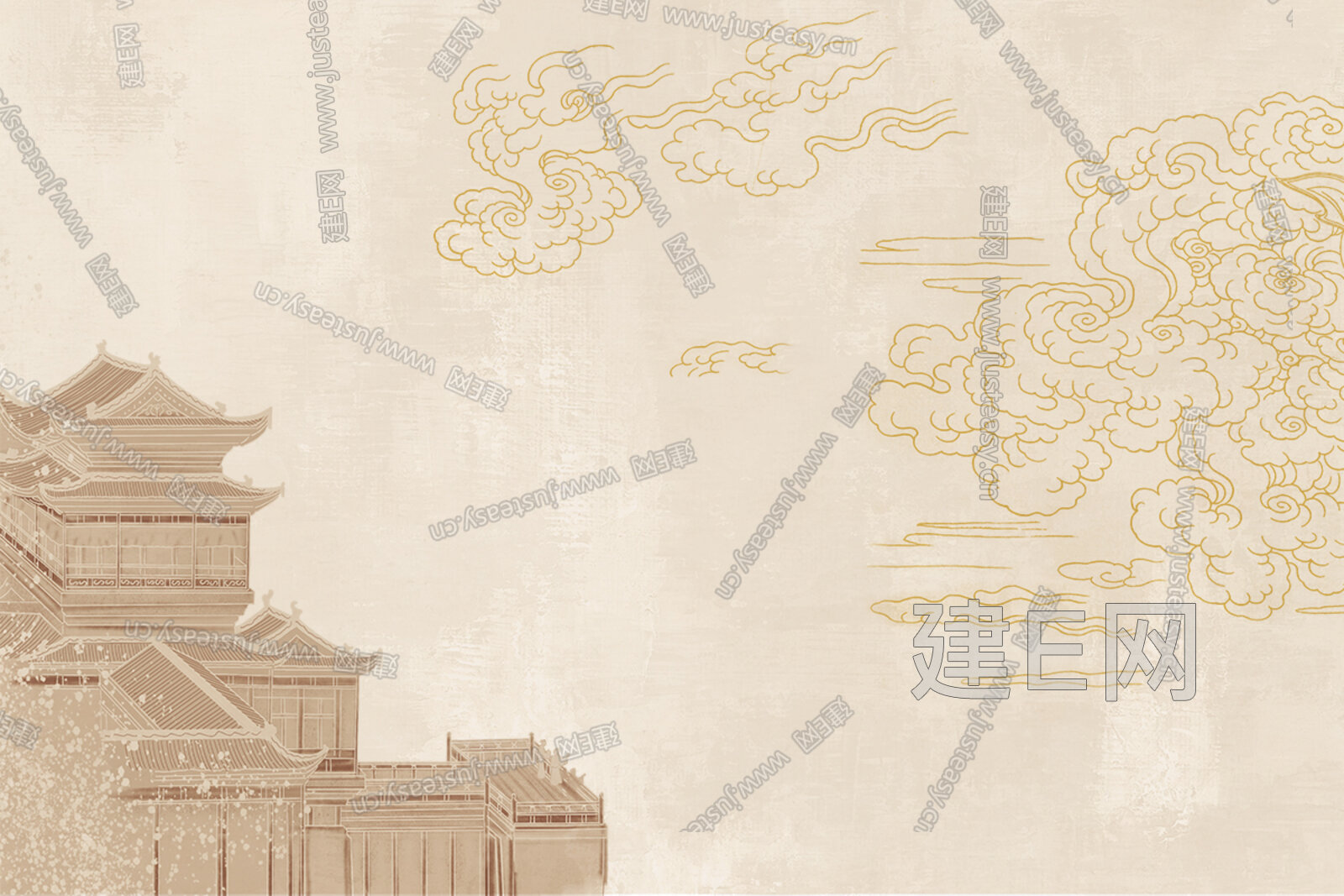 新中式抽象禅意山水意境装饰画背景墙3d贴图下载[ID:116279582]_建e贴图