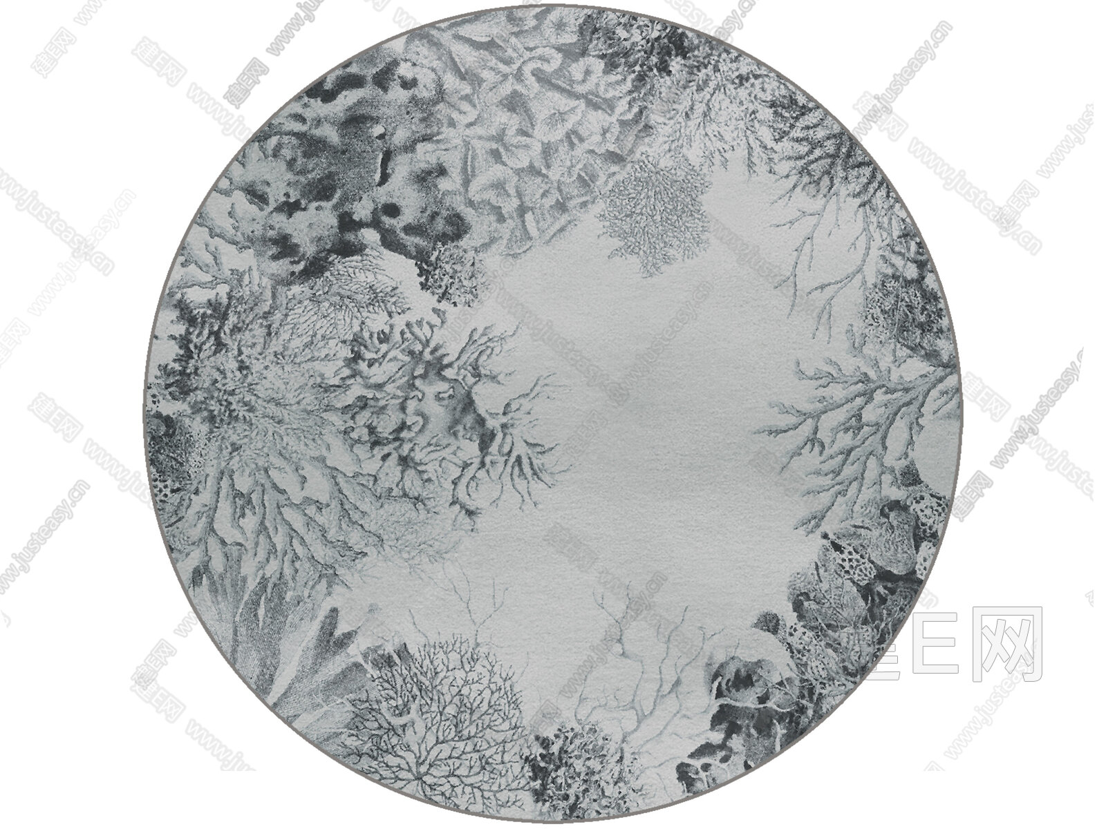现代浅灰色珊瑚图案圆形地毯3d贴图_现代浅灰色珊瑚图案圆形地毯3d