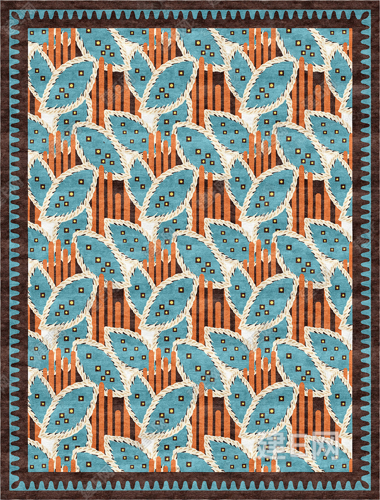 高级蓝咖色抽象图案地毯3d贴图_高级蓝咖色抽象图案地毯3d贴图下载