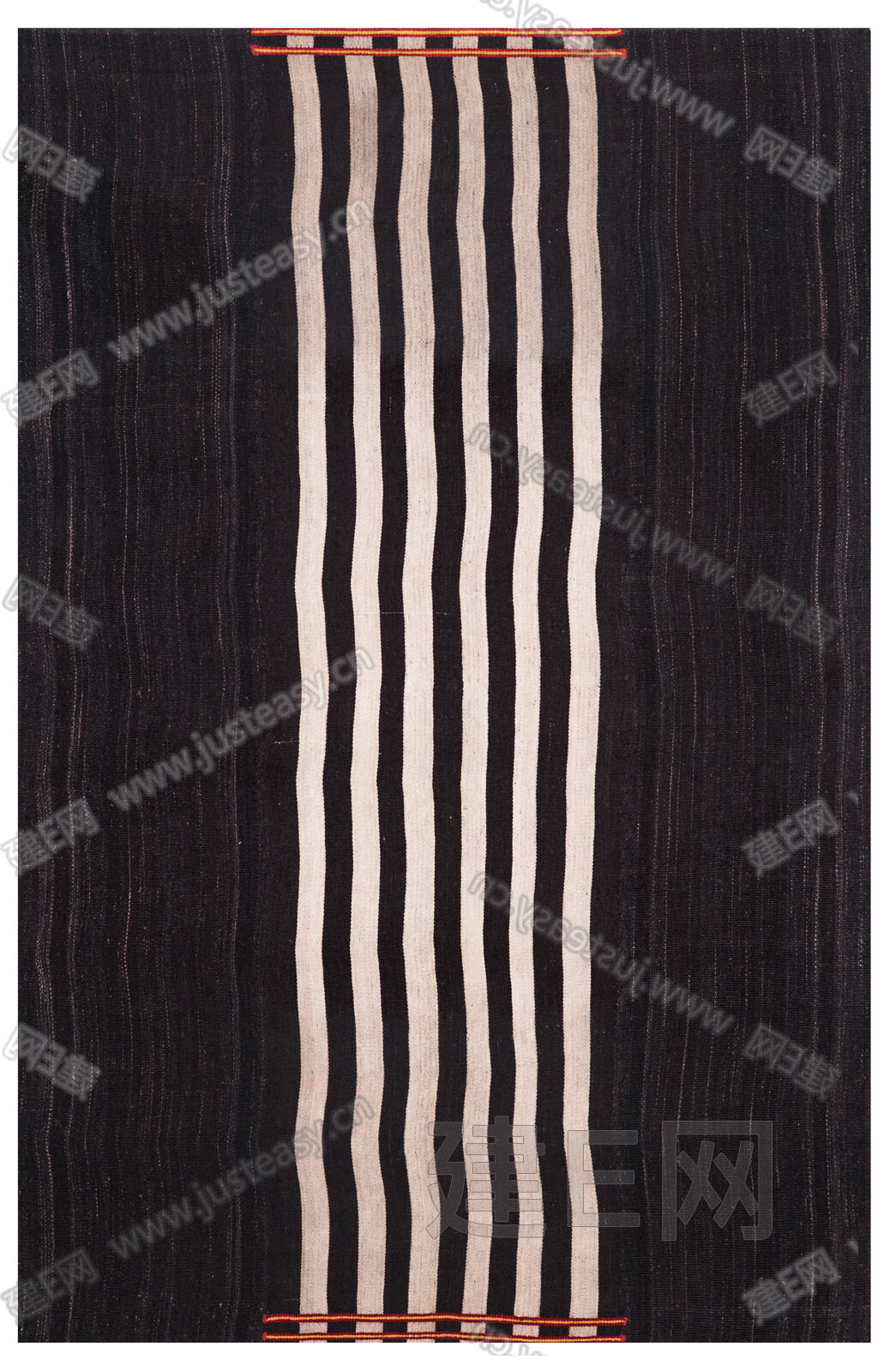 高级黑白色抽象条纹图案地毯