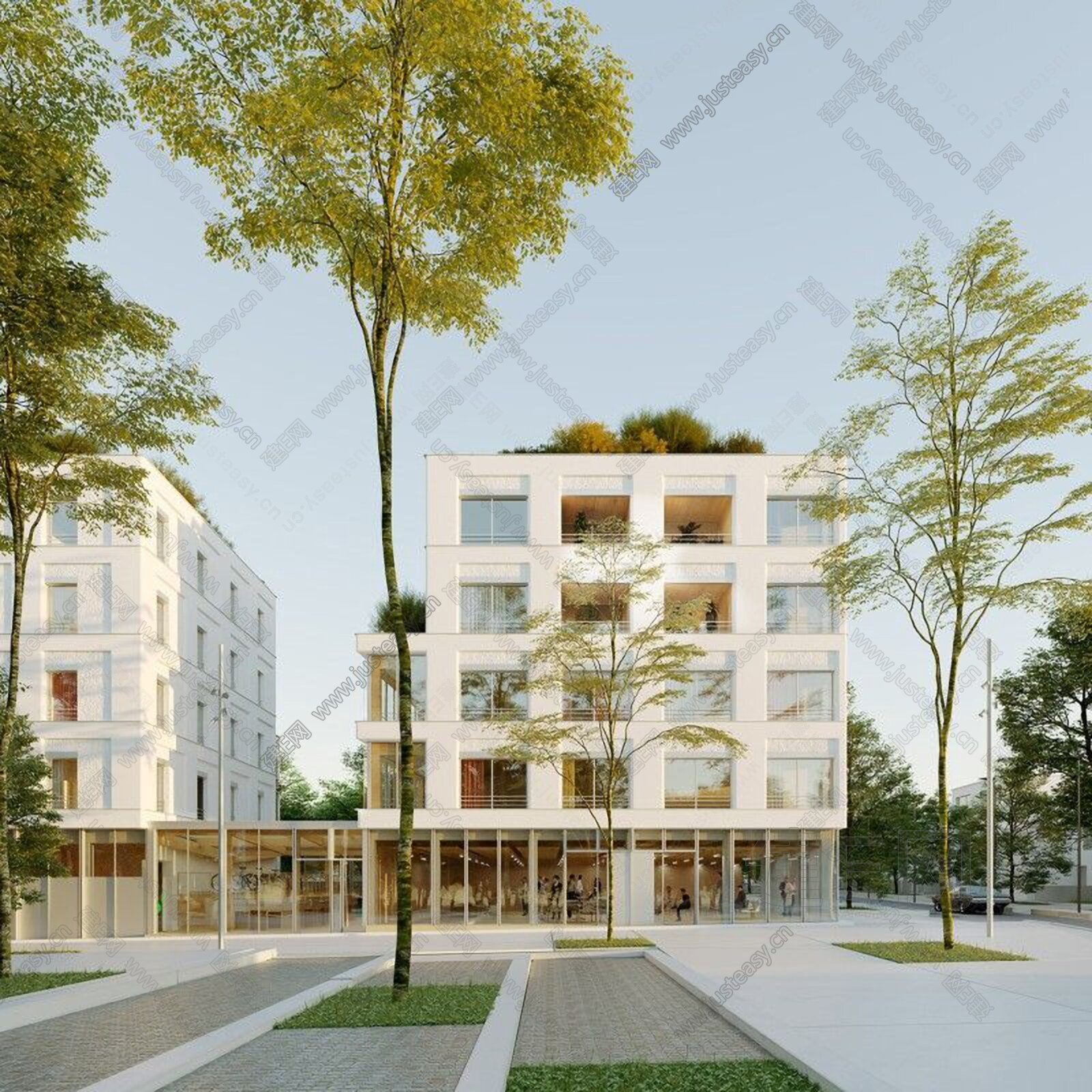 小区店面街道街景风景3d贴图下载[ID:114575977]_建e贴图