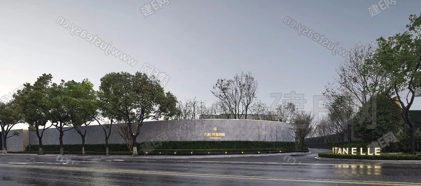 公园街道街景窗外景风景3d贴图下载[ID:114576032]_建e贴图