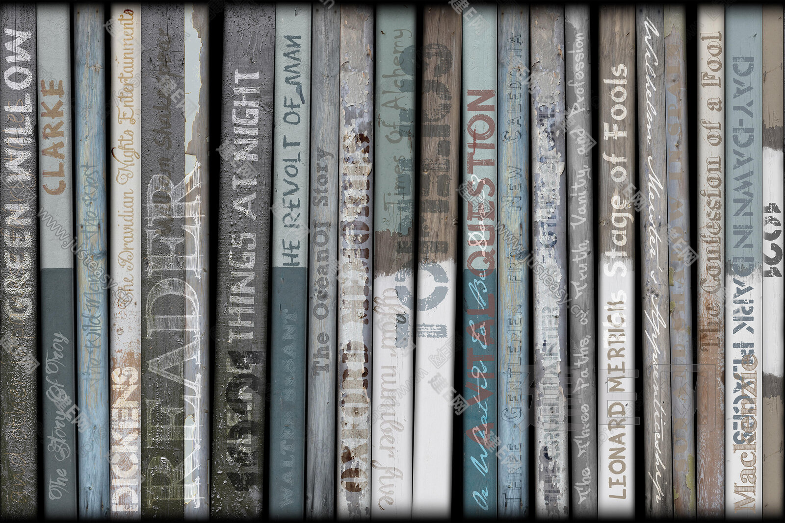 高级灰蓝咖色书籍图案壁纸3d贴图_高级灰蓝咖色书籍图案壁纸3d贴图