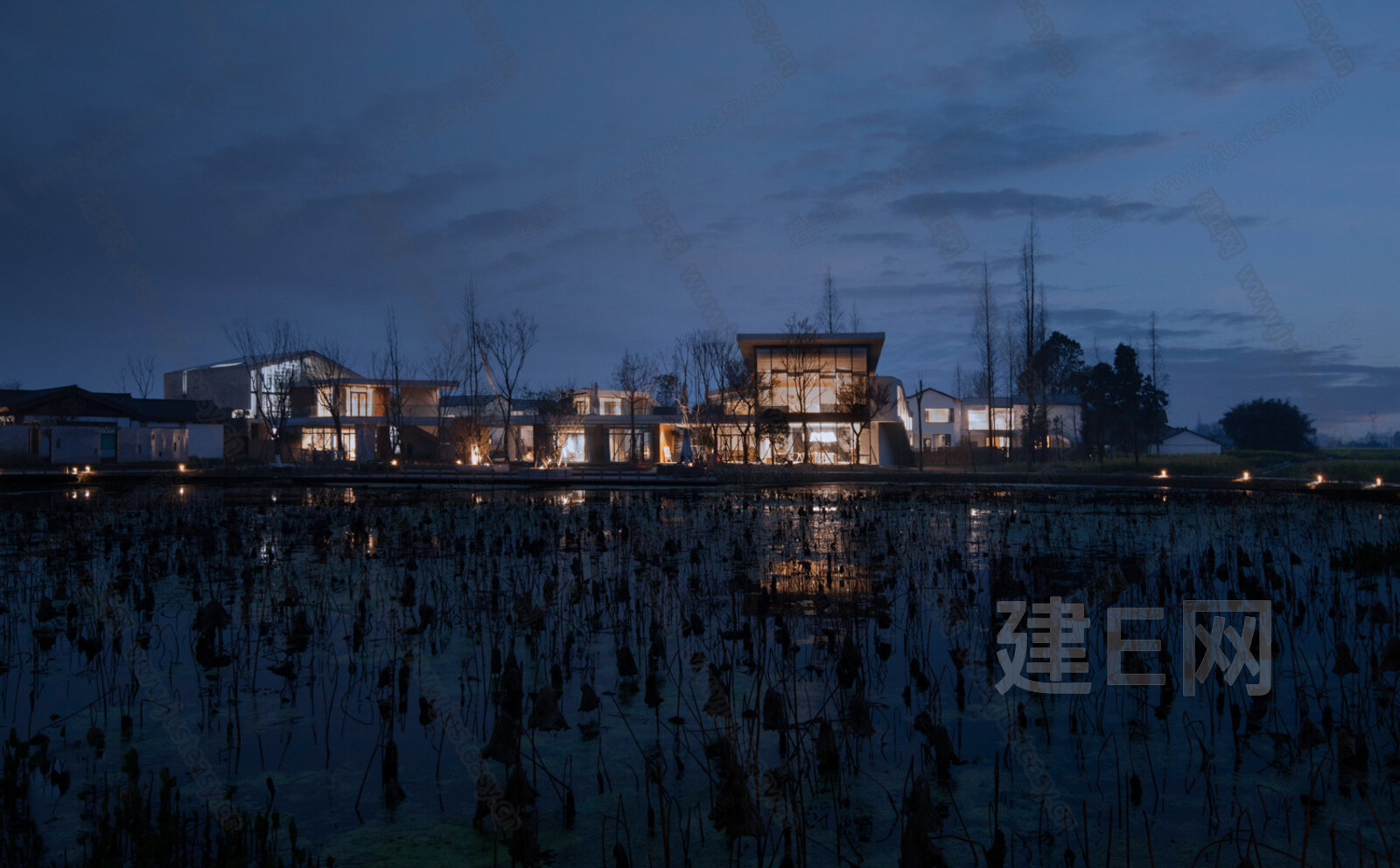 建筑夜景3d贴图下载