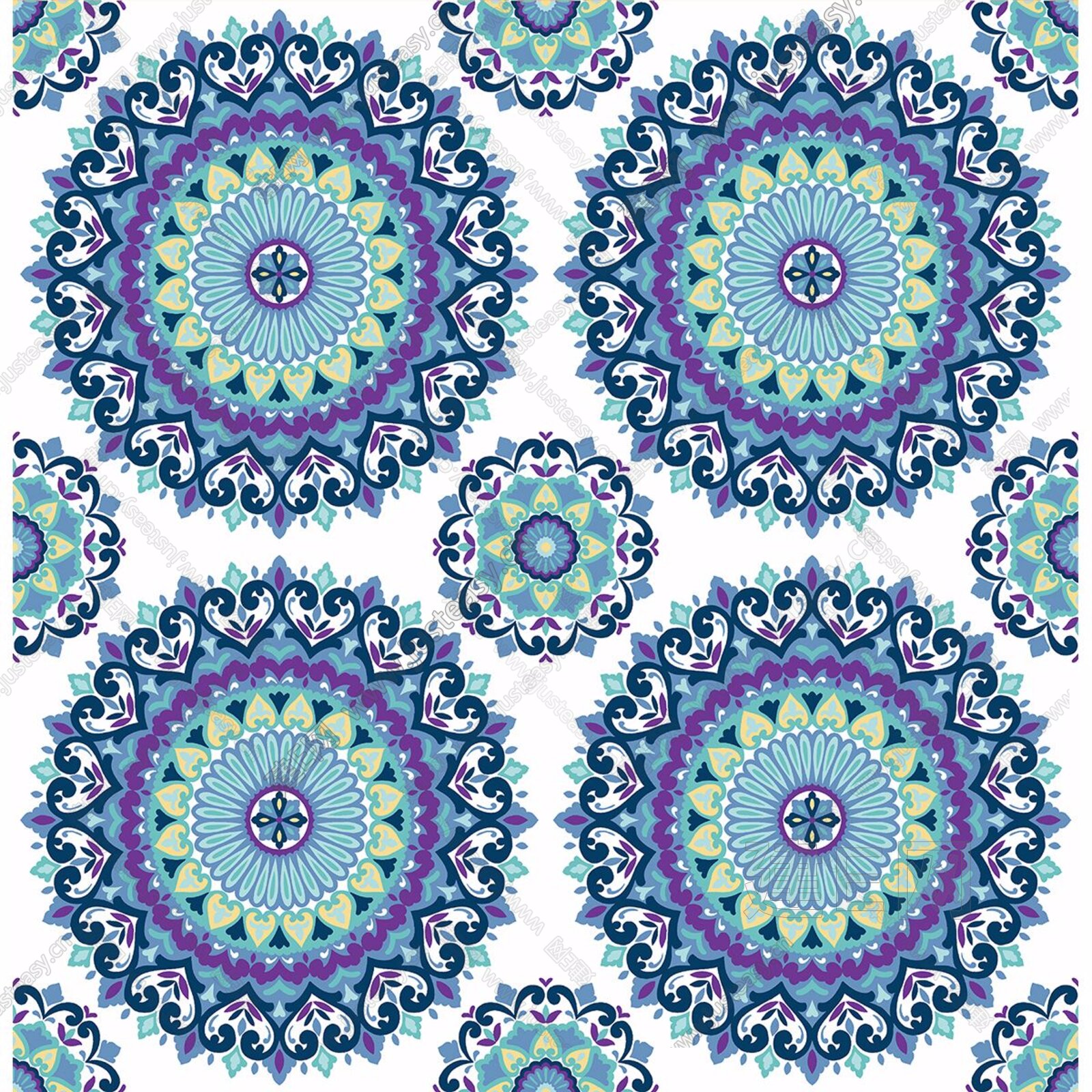 艾贝特现代北欧轻奢蓝色米白色花纹墙纸墙布3d贴图_艾贝特现代北欧