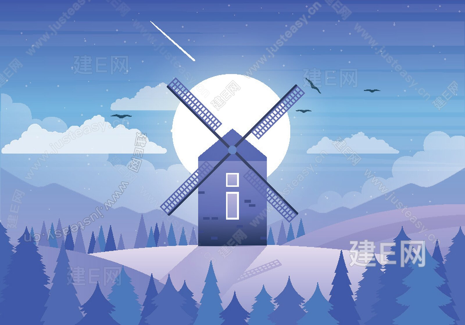 手绘卡通风景彩色装饰画3d贴图_手绘卡通风景彩色装饰画3d贴图下载