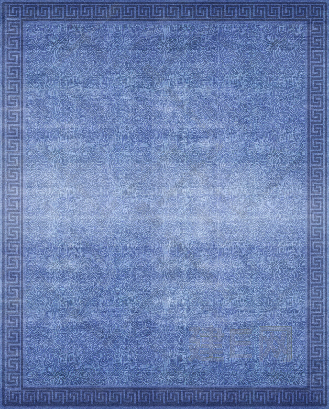蓝色中式方型地毯贴图3d贴图下载