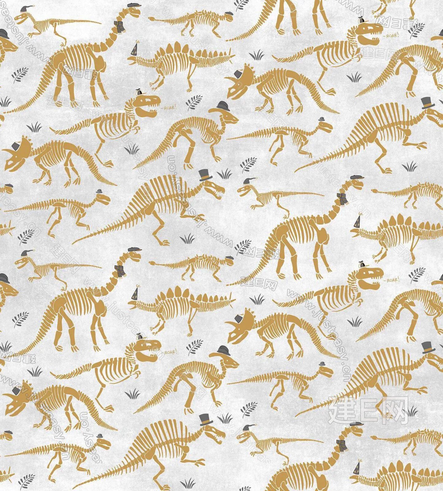 黄色儿童卡通恐龙壁纸壁布3d贴图_黄色儿童卡通恐龙壁纸壁布3d贴图