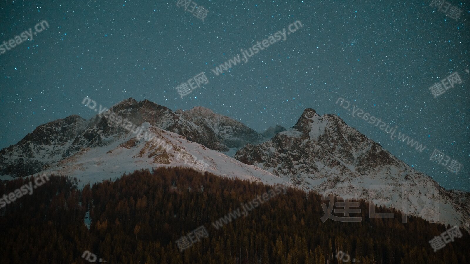 雪山夜景-外景3d贴图下载[ID:102780042]_建E室内设计网
