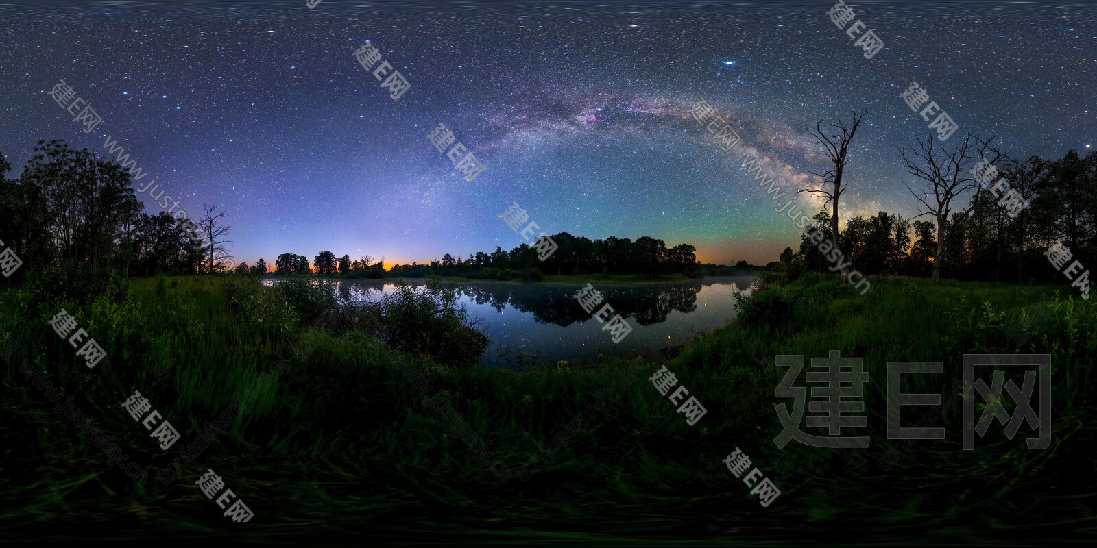 HDR高清河边绿草星空户外全景3d贴图下载[ID:115560169]_建E室内设计网
