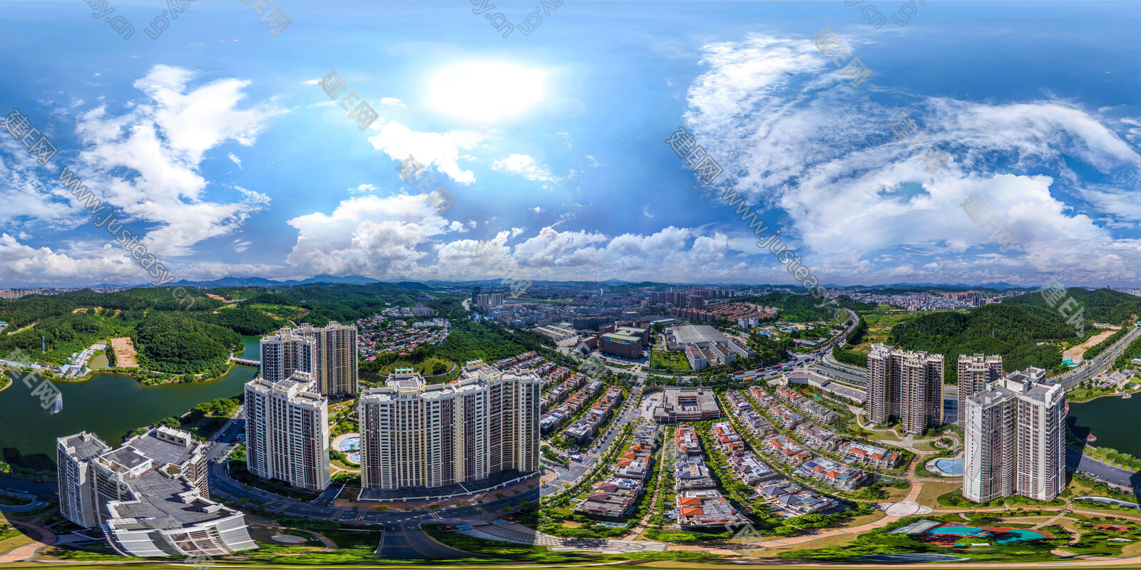 HDR白天生态绿化城市全景鸟瞰3d贴图下载[ID:109203064]_建E室内设计网