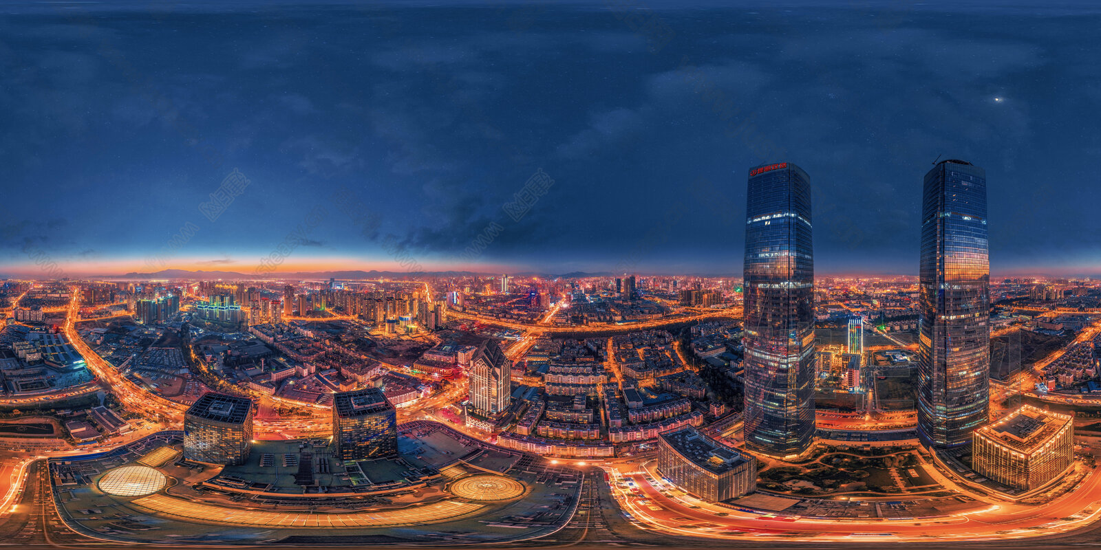 HDR夜晚科技城市全景鸟瞰3d贴图下载[ID:108679429]_建E室内设计网