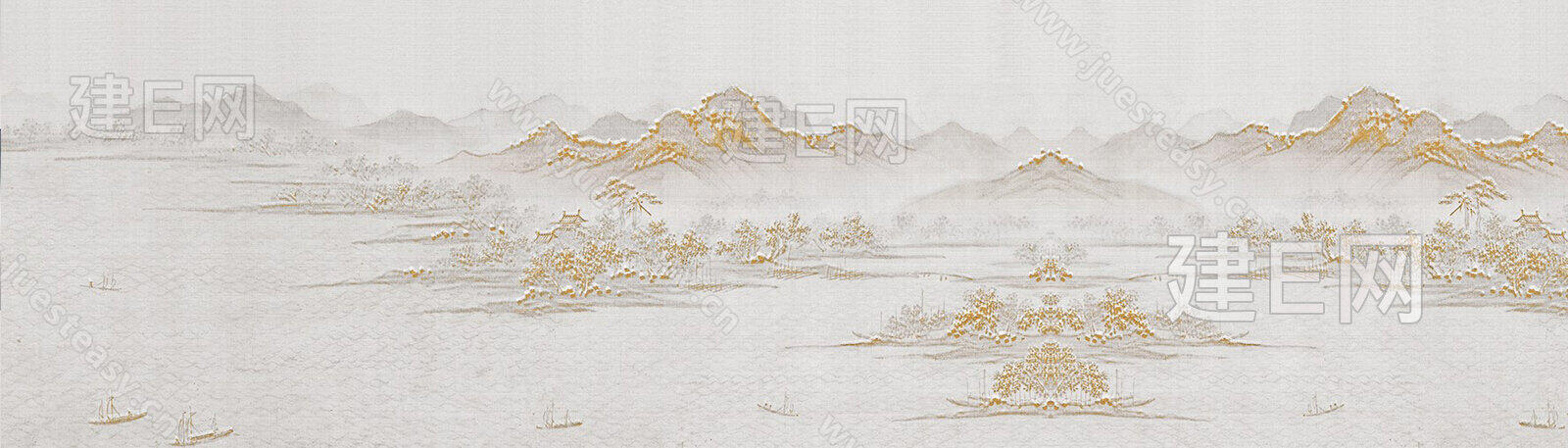 中式山水画高清贴图