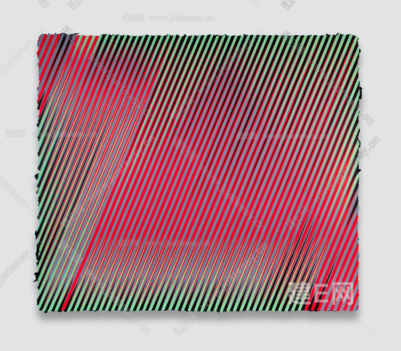 抽象色彩斜条纹装饰画3d贴图下载[ID:112873673]_建e贴图