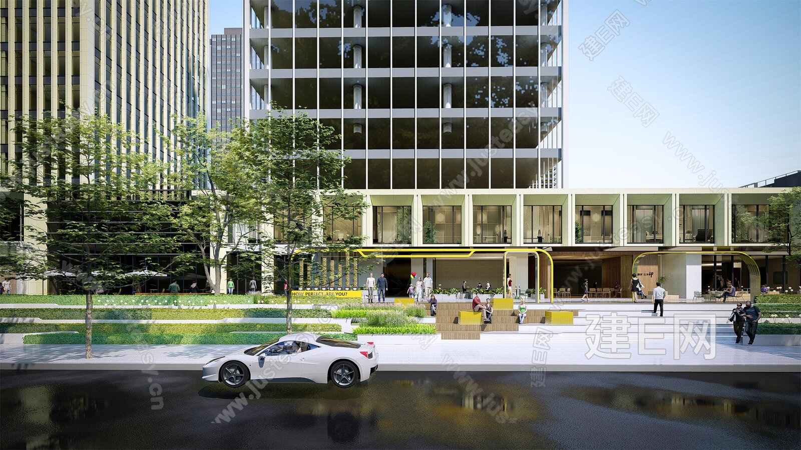 商业街工业园区街道白天外景3d贴图下载[ID:103240581]_建e贴图