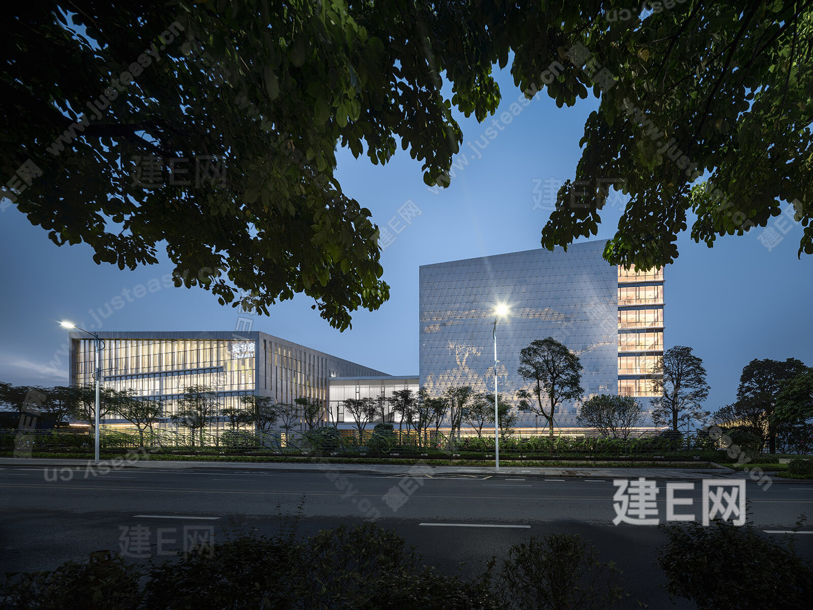 城市商业街街道夜景外景3d贴图下载[ID:103240628]_建E室内设计网