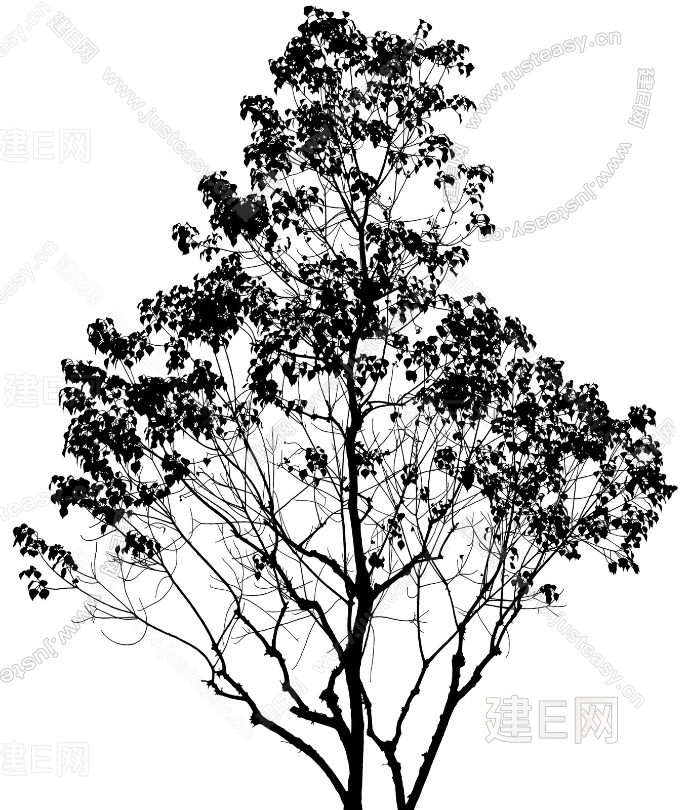 树剪影黑白树木3d贴图下载[ID:106648155]_建E室内设计网