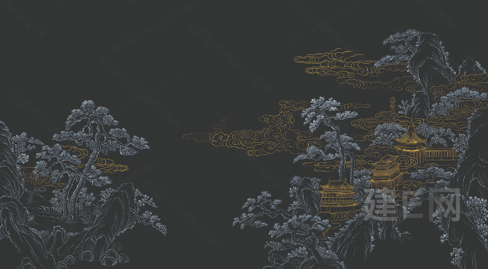 新中式壁纸壁布墙纸壁画(づ￣3￣)づ╭ ～去3d贴图下载[ID:111826365]_建e贴图
