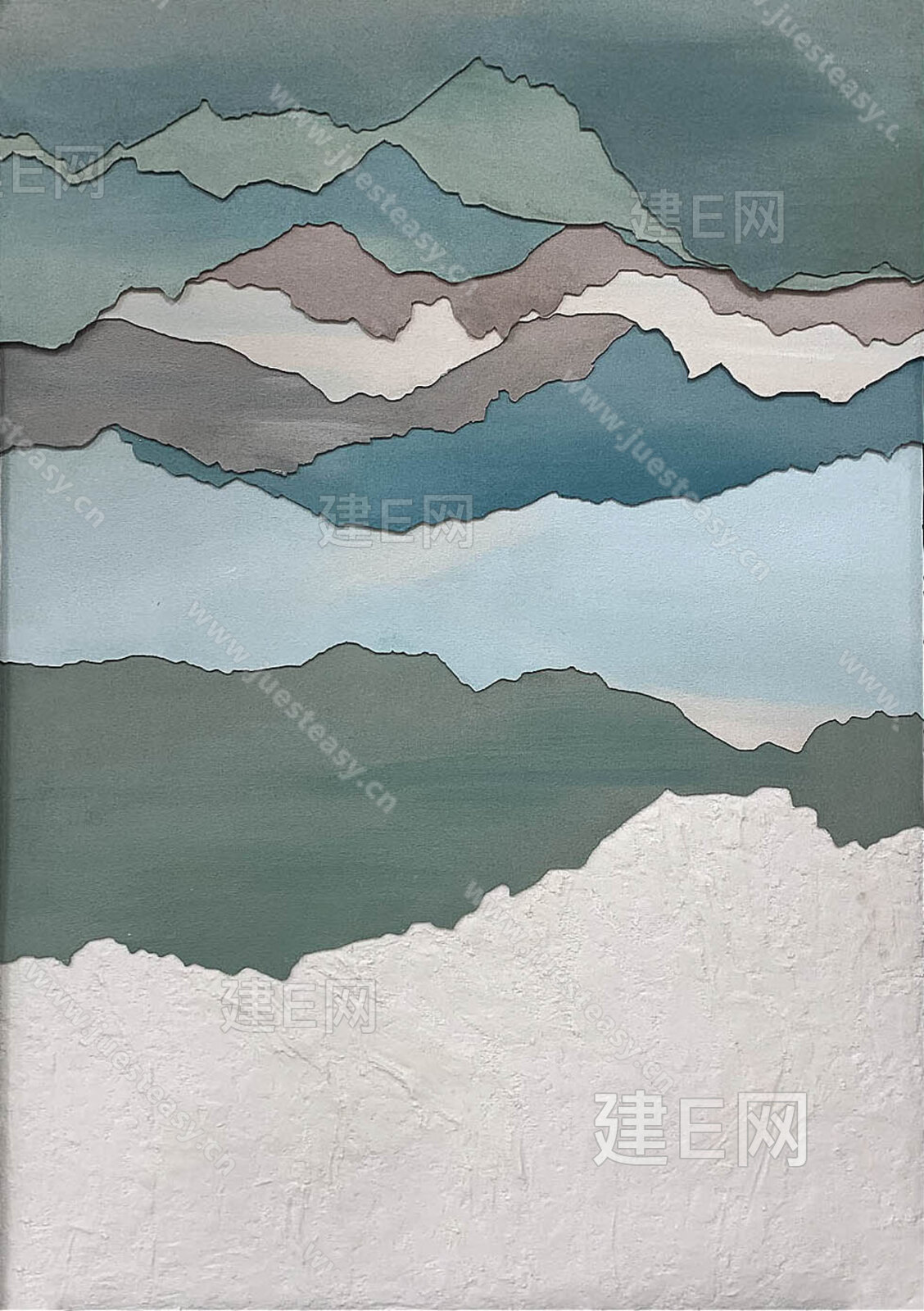 中式抽象山水装饰画3d贴图下载[ID:100685348]_建E室内设计网