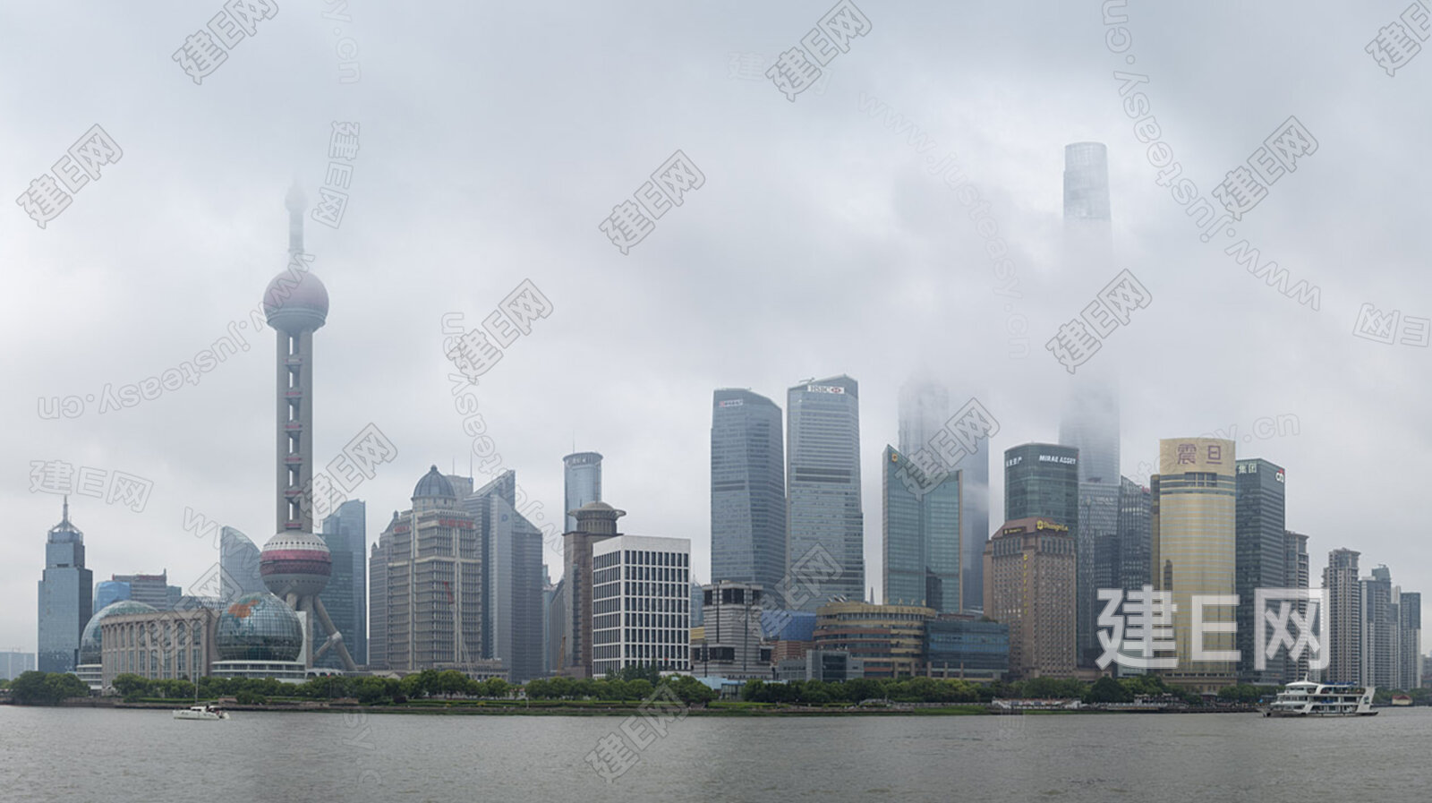 白天河滨城市外景图 白天城市雾霾外景图3d贴图下载[ID:104356327]_建e贴图