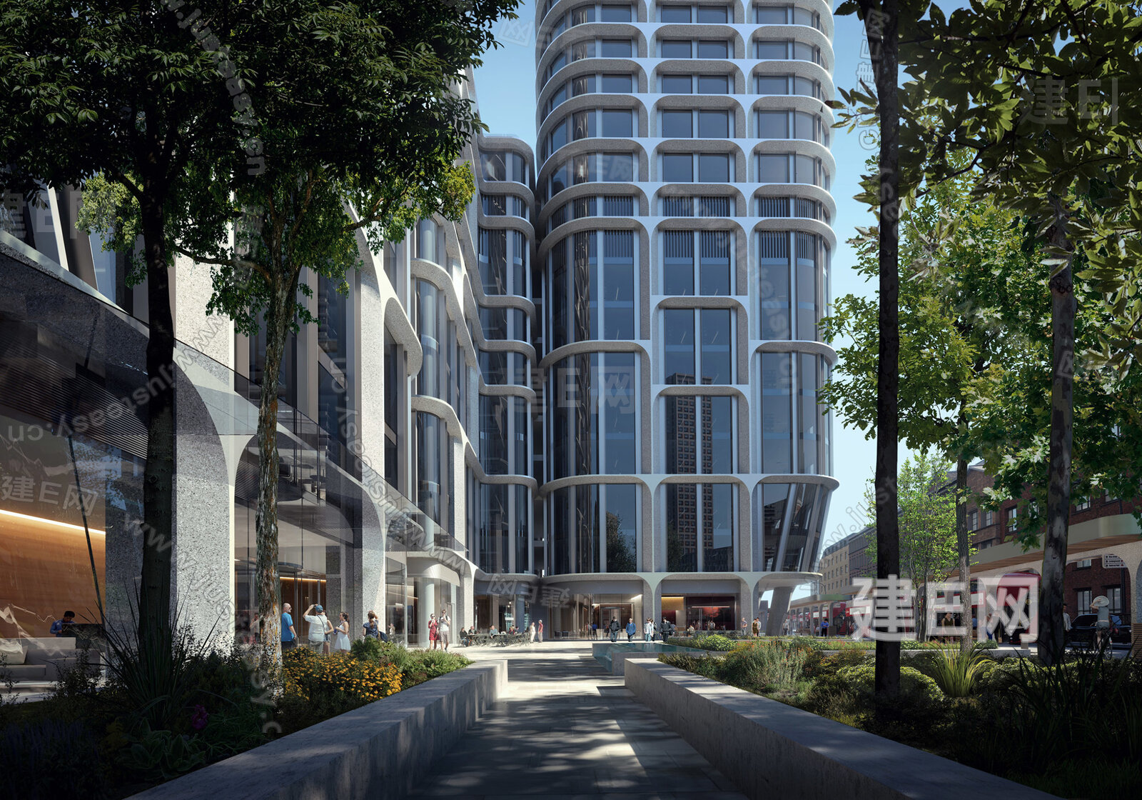 白天小区外景图 小区园林景观 庭院外景3d贴图下载[ID:104552891]_建e贴图