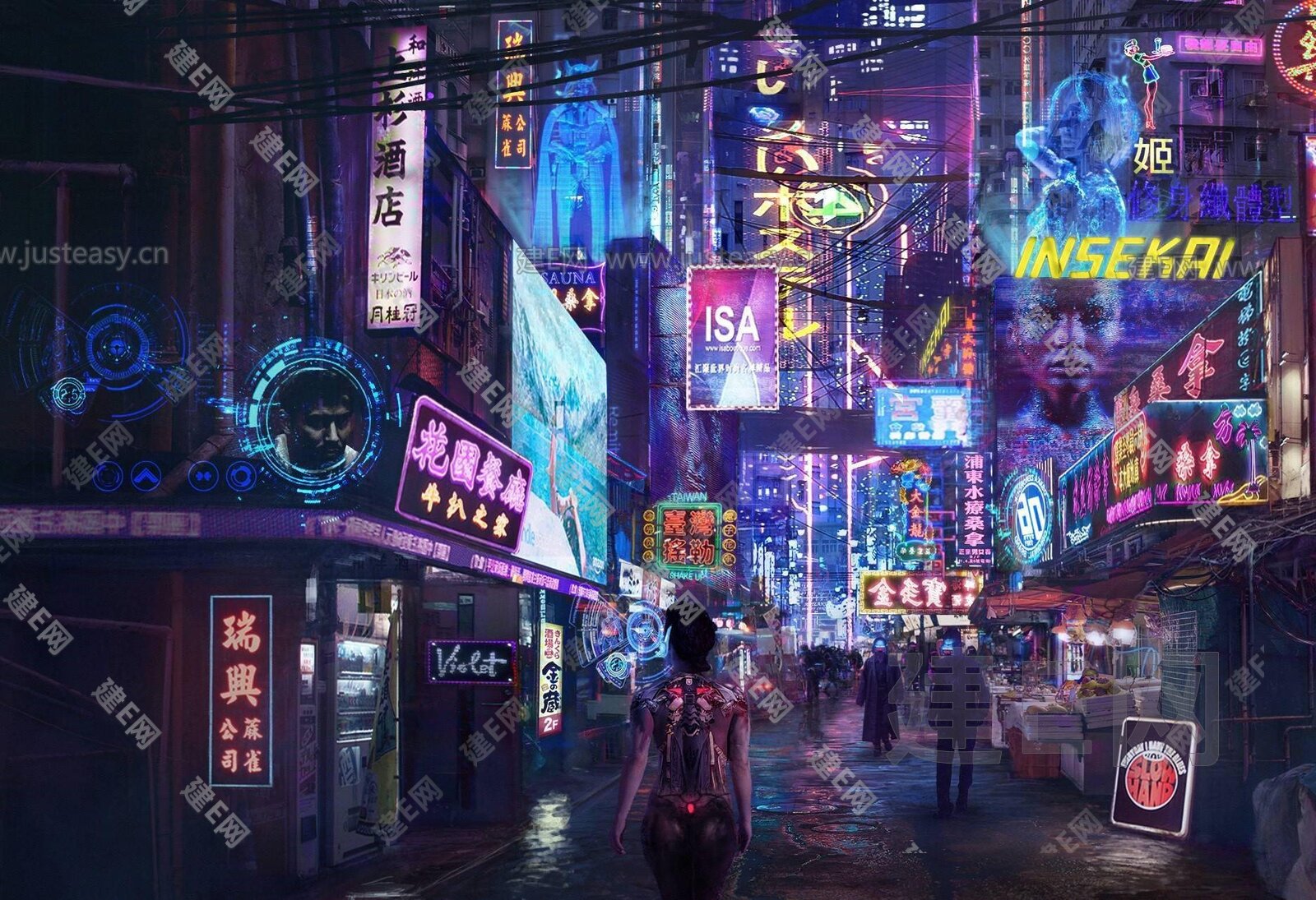 赛博朋克装饰画3d贴图下载[ID:112023933]_建e贴图