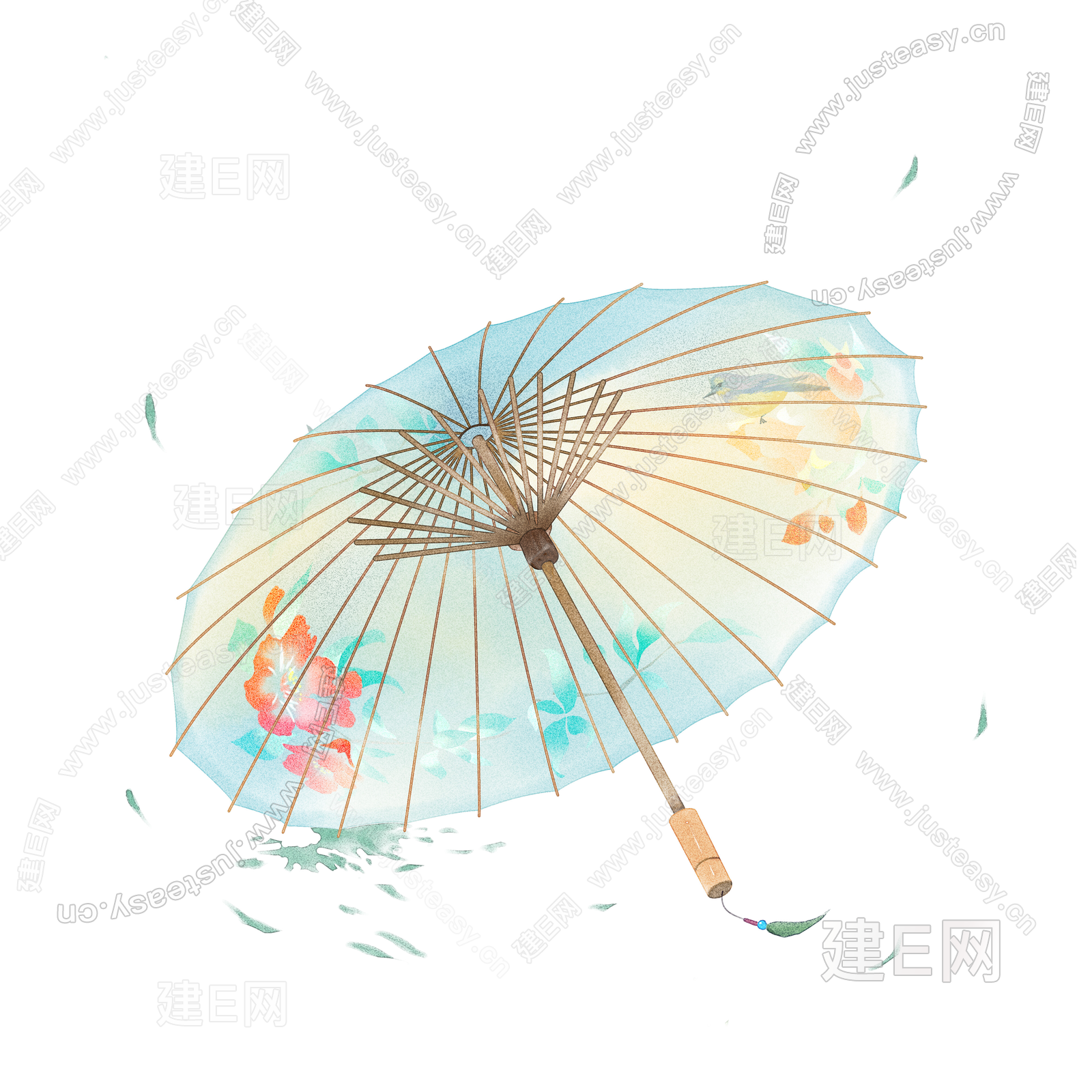 卡通手绘古风雨伞png元素图片素材-编号32123883-图行天下