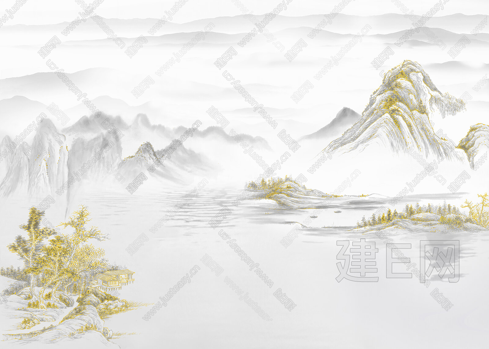 新中式山水3d贴图下载[ID:100817098]_建e贴图