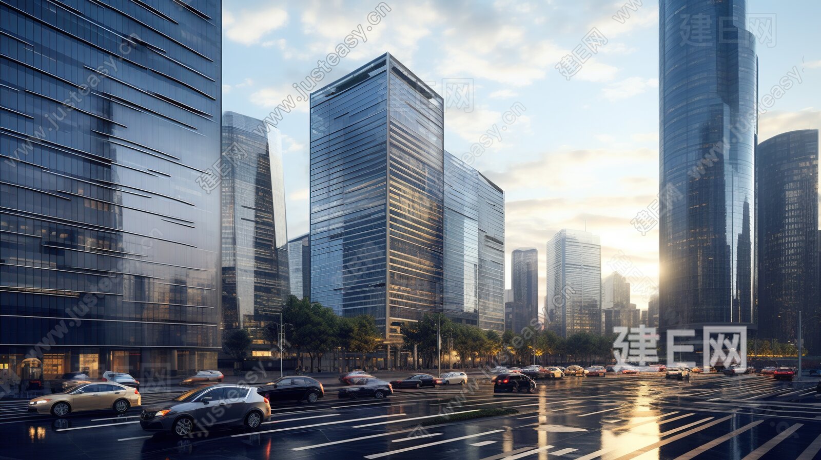 城市街道外景3d贴图下载[ID:116873405]_建e贴图