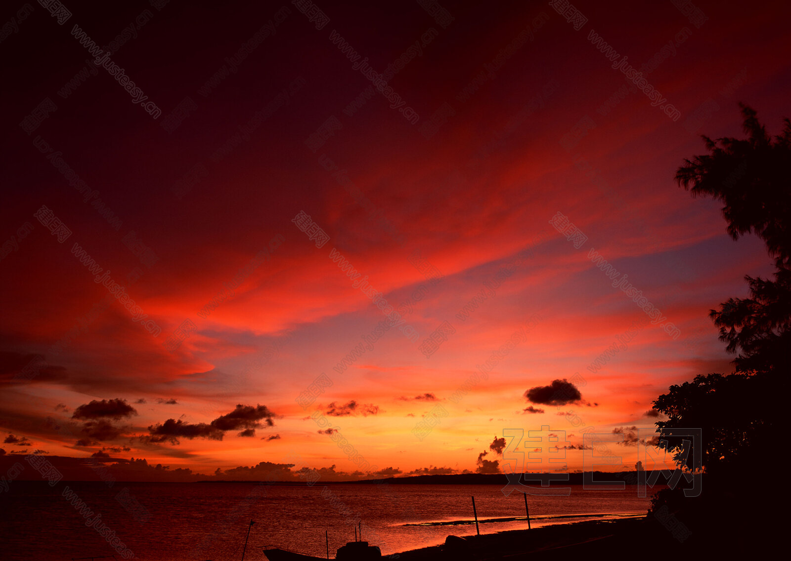 黄昏夕阳落日午后阳光大海天空日景云朵夕阳清晨傍晚天空图外景天空3d贴图下载[ID:109205542]_建e贴图