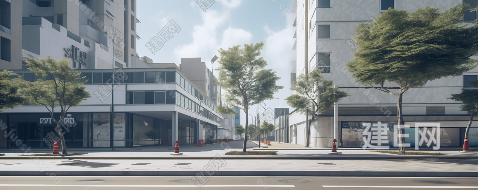 白天城市街道马路街景外景贴图3d贴图下载[ID:104618897]_建e贴图